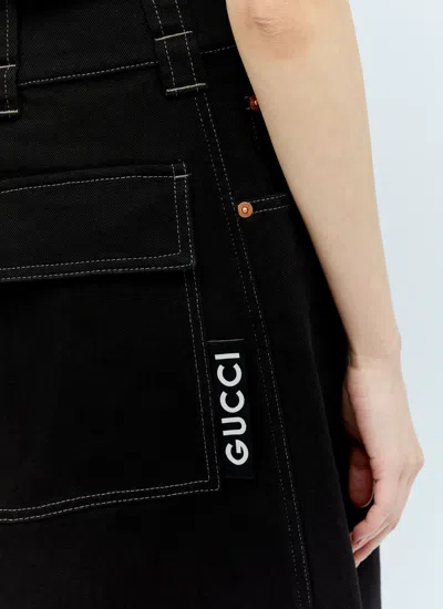 Shop Gucci Women Oversize Jeans In Black