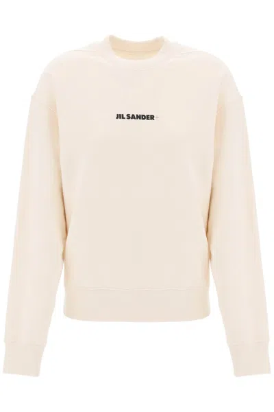 Shop Jil Sander Crew-neck Sweatshirt With Logo Print Women In Cream