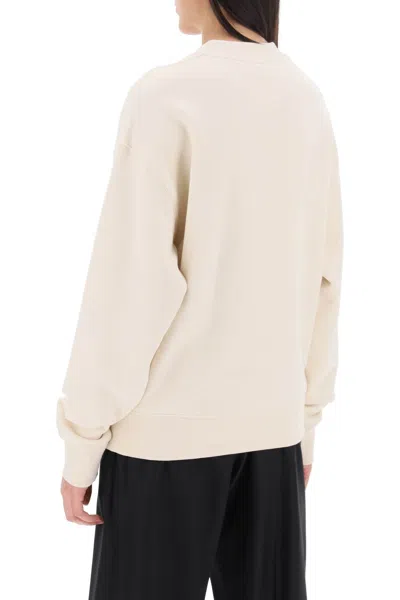 Shop Jil Sander Crew-neck Sweatshirt With Logo Print Women In Cream