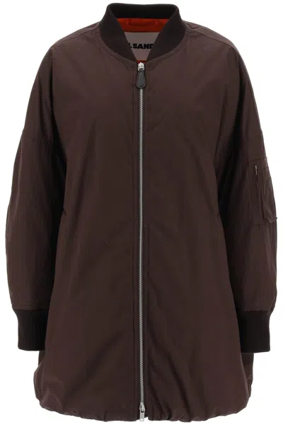 Shop Jil Sander Down-padded Maxi Bomber Jacket Women In Brown