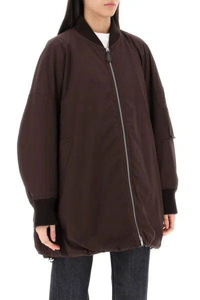 Shop Jil Sander Down-padded Maxi Bomber Jacket Women In Brown