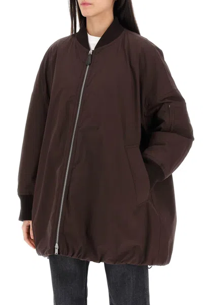 Shop Jil Sander Down-padded Maxi Bomber Jacket Women In Brown