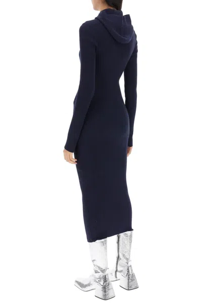 Shop Jil Sander Hooded Midi Knit Dress Women In Blue