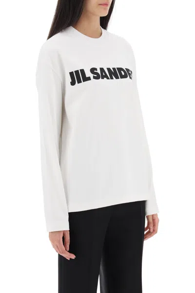 Shop Jil Sander Logo Print Long-sleeved T-shirt Women In White
