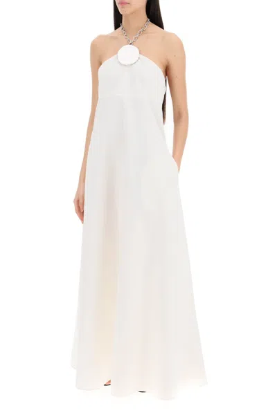 Shop Jil Sander Long Dress With Necklace Women In White