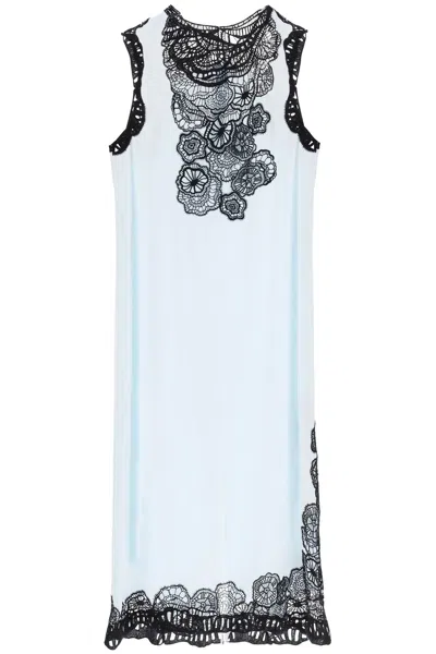 Shop Jil Sander Maxi Dress With Lace Detail Women In Blue