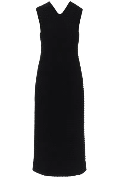 Shop Jil Sander Midi Dress In Openwork Knit Women In Black