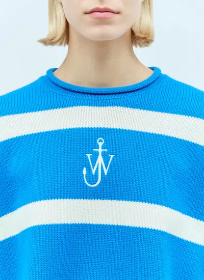 Shop Jw Anderson Women Cropped Anchor Sweater In Blue