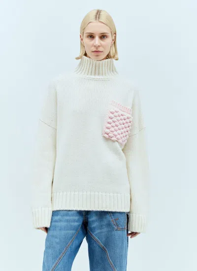 Shop Jw Anderson Women Popcorn Patch Pocket Sweater In White