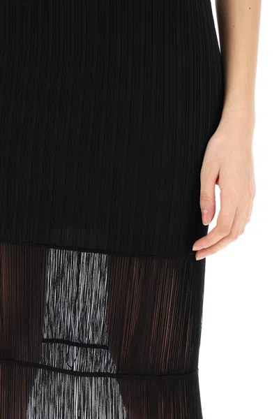 Shop Khaite "ribbed Knit Dress With Fringe Details" Women In Black
