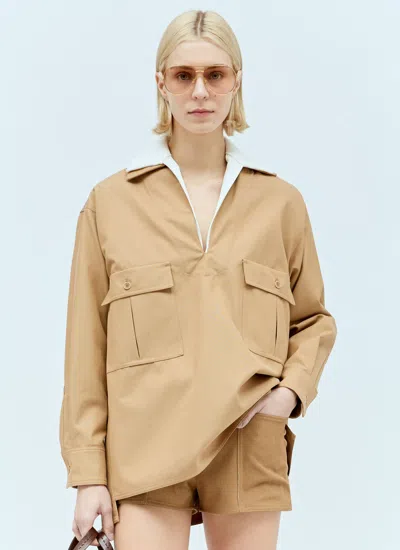 Shop Max Mara Women Oversized Canvas Blouse In Brown