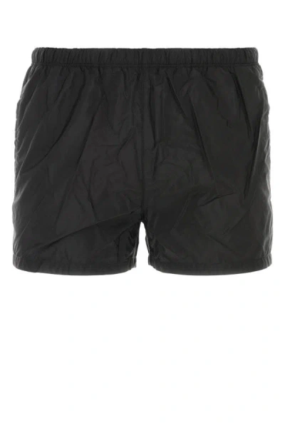 Shop Prada Man Black Nylon Swimming Shorts