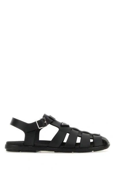 Shop Prada Man Black Rubber Sandals