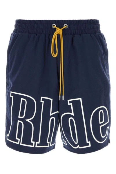 Shop Rhude Man Blue Nylon Swimming Shorts