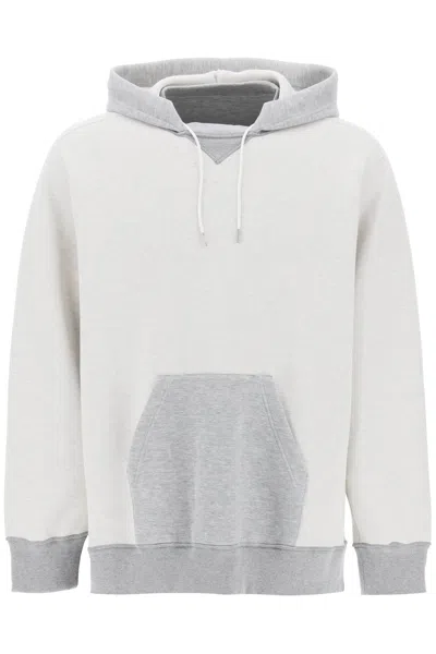 Shop Sacai Hooded Sweatshirt With Reverse Men In Gray