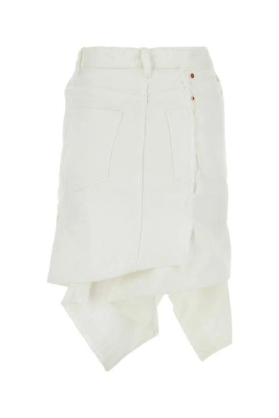 Shop Sacai Woman White Denim Skirt