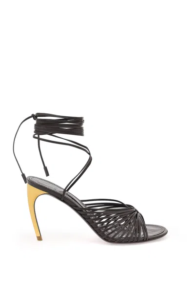 Shop Ferragamo Salvatore  Curved Heel Sandals With Elevated Women In Brown