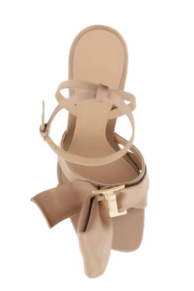 Shop Ferragamo Salvatore  Sandals With Asymmetric Bow Women In Cream