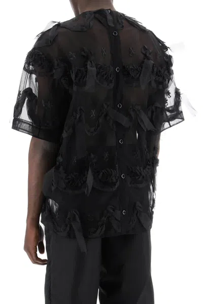 Shop Simone Rocha Tulle Embroidered T-shirt With Mesh Men In Black