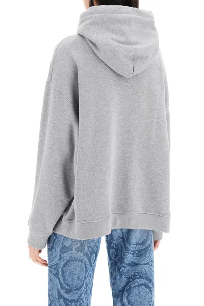 Shop Versace Hooded Sweatshirt With Women In Gray