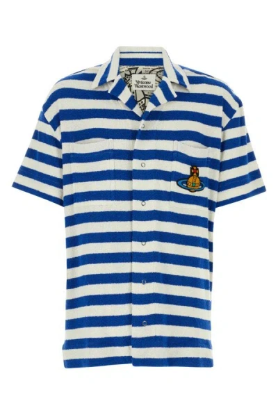 Shop Vivienne Westwood Man Embroidered Terry Fabric Camp Shirt In Multicolor