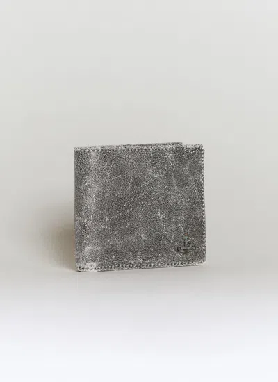Shop Vivienne Westwood Men Distressed Bi-fold Leather Wallet In Gray