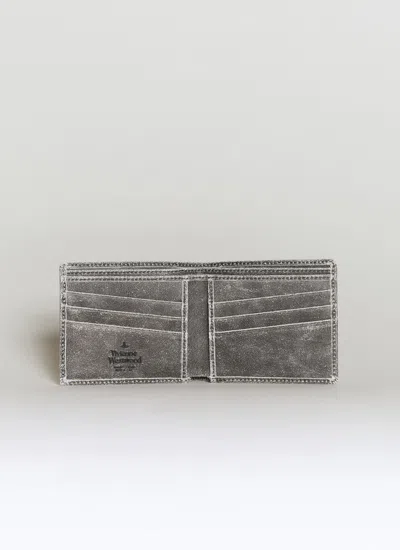 Shop Vivienne Westwood Men Distressed Bi-fold Leather Wallet In Gray