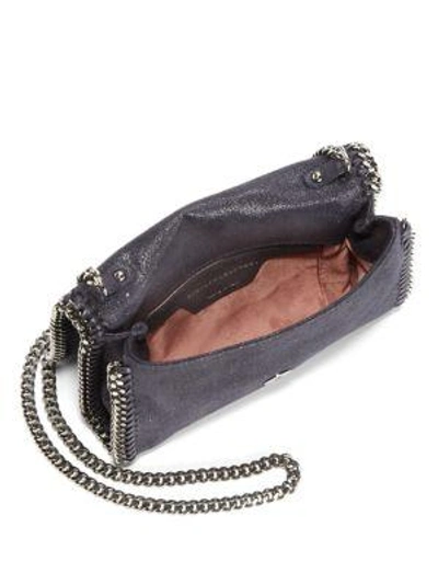 Shop Stella Mccartney Falabella Faux Leather Fold-over Chain Crossbody Bag In Light Grey