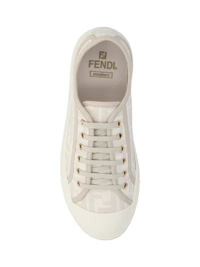 Shop Fendi Sneakers In Taupe Ivory