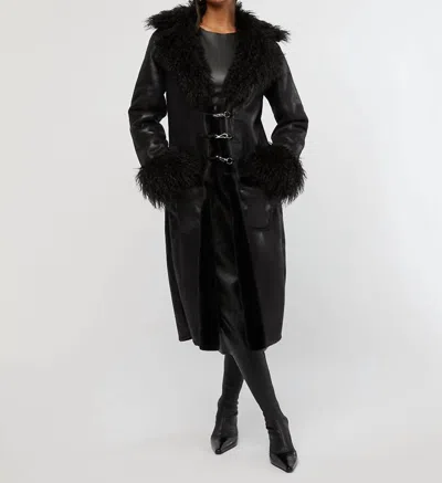 Shop Weworewhat Suede Bonded Faux Fur Trench In Black