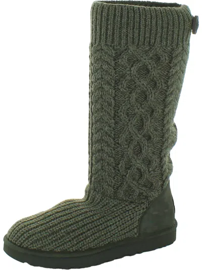 Shop Ugg Cardi Womens Cable Knit Comfort Knee-high Boots In Green