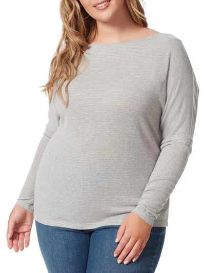 Shop Jessica Simpson Plus Giana Womens Boatneck Elbow Sleeves Blouse In Grey