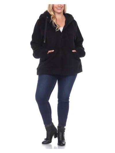 Shop White Mark Plus Womens Sherpa Hooded Fleece Jacket In Black