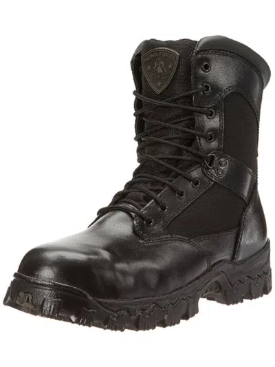 Shop Rocky Alpha Force 8" Mens Leather Slip Resistant Work Boots In Black