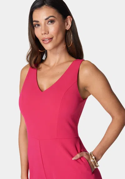Bebe V Neck Core Jumpsuit In Pink