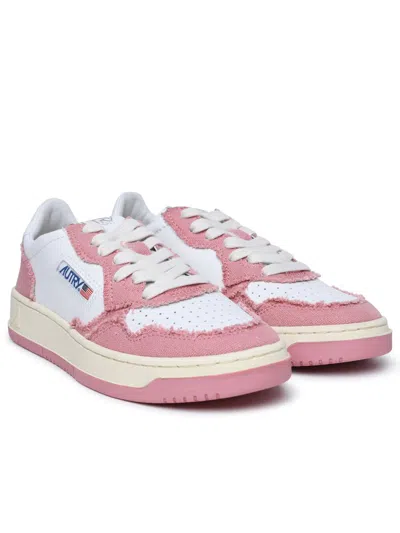 Shop Autry 'medalist' Pink Leather And Canvas Sneakers