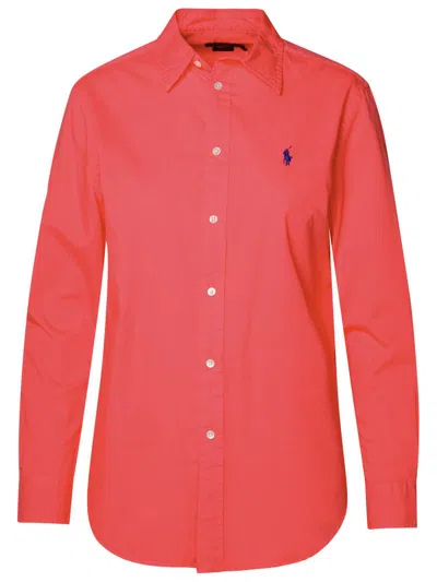 Shop Polo Ralph Lauren Peach Cotton Shirt In Red