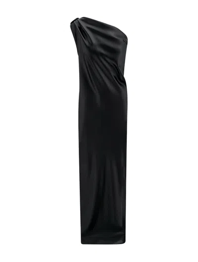 Shop Maxmara Pianoforte Long Silk Dress In Black