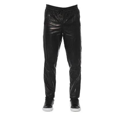 Shop Trussardi Black Lamb Leather Jeans & Pant