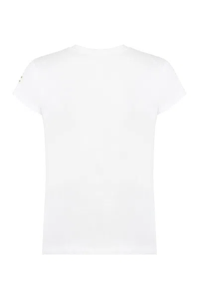 Shop Elisabetta Franchi Cotton Crew-neck T-shirt In White