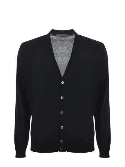 Filippo De Laurentiis Cardigan In Cotton Thread In Black