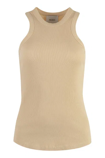Halfboy Cotton Tank Top In Beige