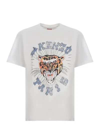 Shop Kenzo T-shirt  " Drawn Varsit" In White