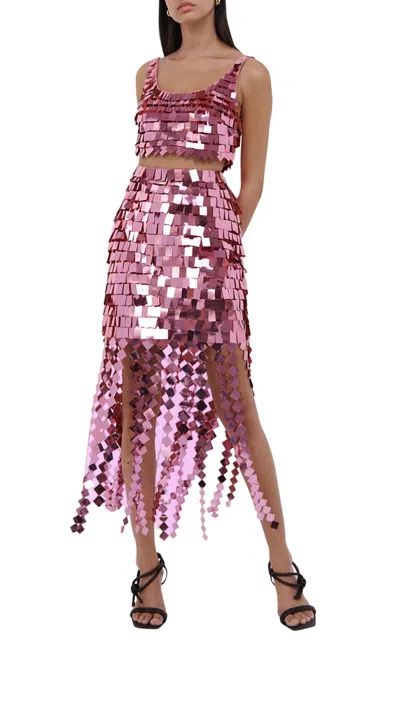 Shop Jonathan Simkhai Ronette Sequin Top In Punch In Pink