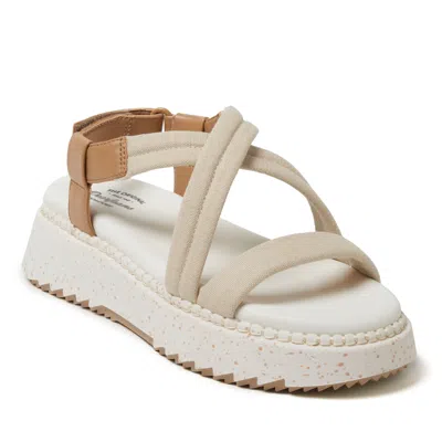 Shop Dearfoams Women's Daylen Adjustable Strap Platform Sandal In Beige