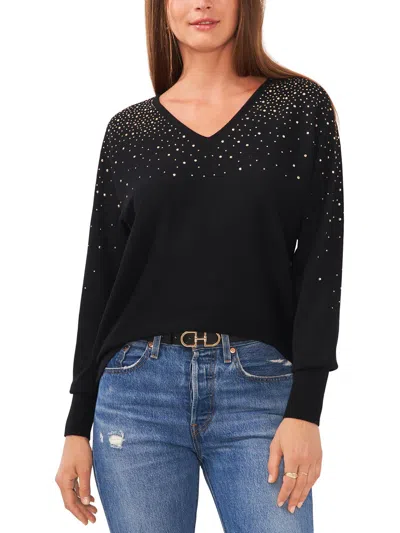 Shop Sam & Jess Womens Knit Long Sleeve V-neck Sweater In Black