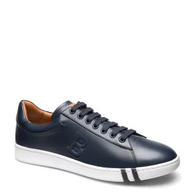 Shop Bally Asher 6205252 Men's Dark Navy Calf Leather Sneakers In Blue