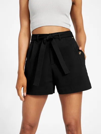 Shop Guess Factory Suki Belted Shorts In Black