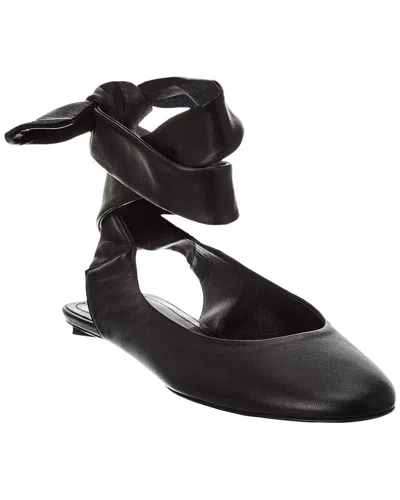 Shop Attico Cloe Leather Ballet Flat In Black