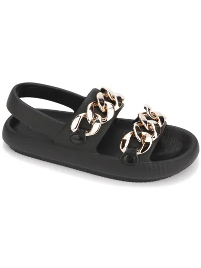 Shop Kenneth Cole Reaction Mello Eva Sling Chain Womens Slingback Slip On Flatform Sandals In Black